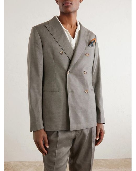 Mr P. Green Double-breasted Wool And Linen-blend Suit Jacket for men