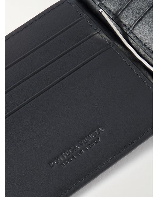 Bottega Veneta Black Intrecciato Leather Billfold Wallet With Money Clip for men