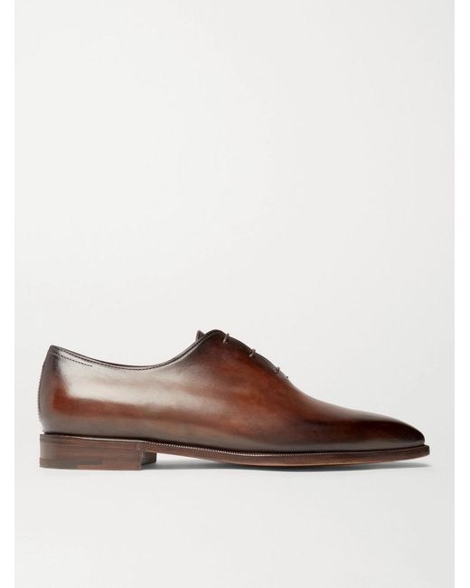Berluti Brown Blake Whole-Cut Venezia Leather Oxford Shoes for men