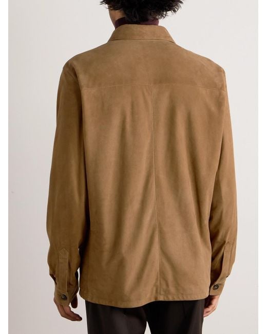 Loro Piana Brown Suede Overshirt for men