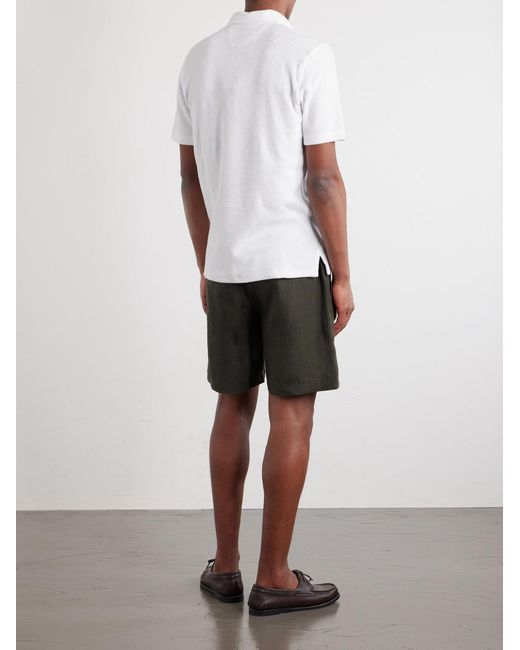 Fedeli White Mondial Cotton-Terry Polo Shirt for men