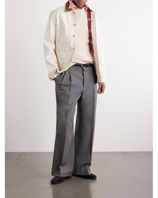 Drake's Natural Corduroy-trimmed Denim Jacket for men