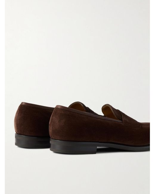 Edward Green Brown Piccadilly Suede Penny Loafers for men