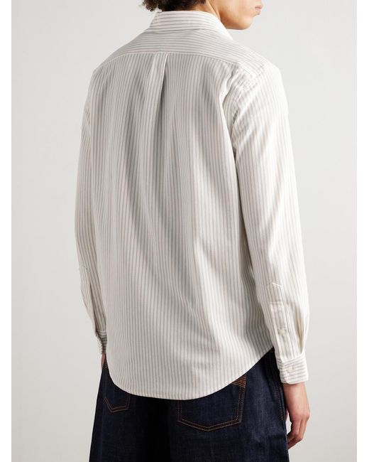 Polo Ralph Lauren Natural Slim-Fit Button-Down Collar Logo-Embroidered Striped Cotton Shirt for men
