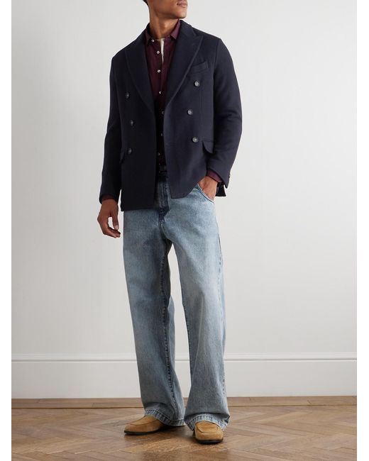 Massimo Alba Blue Brando Double-Breasted Cashmere Blazer for men
