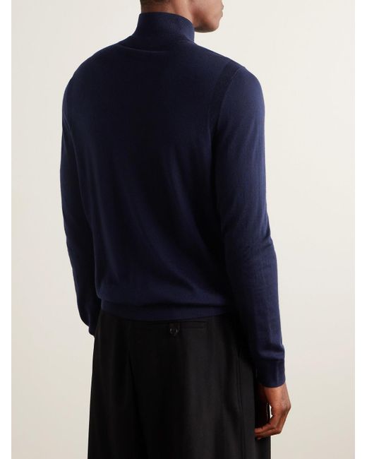 Paul Smith Blue Slim-fit Merino Wool Half-zip Sweater for men