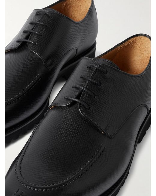 Majordome Black M32 Split-toe Cross-grain Leather Derby Shoes for men
