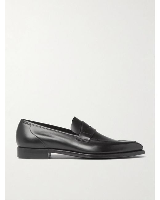 George Cleverley Black George Leather Penny Loafers for men
