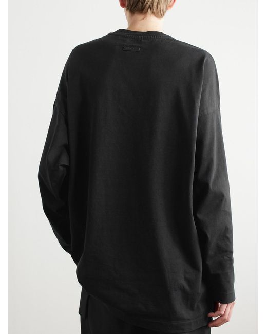 Fear Of God Black Eternal Oversized Logo-Flocked Cotton-Jersey T-Shirt for men