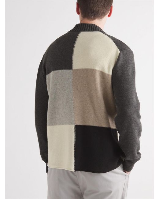 Mr P. Black Colour-Block Cashmere And Virgin Wool-Blend Shirt for men