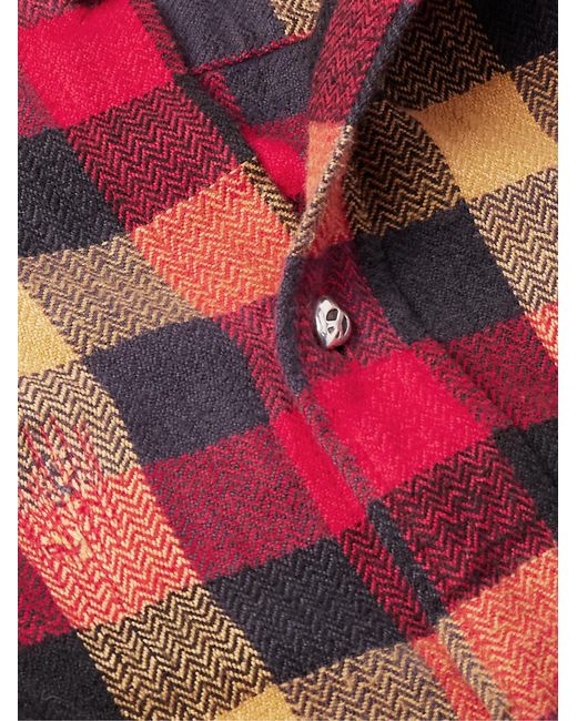 READYMADE Red Patchwork Checked Flannel Shirt for men