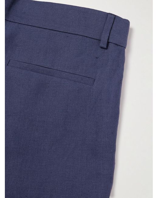 Loro Piana Blue Honiara Straight-Leg Pleated Linen Bermuda Shorts for men