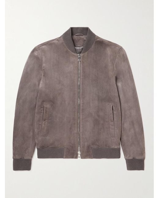 Mr P. Brown Suede Bomber Jacket for men
