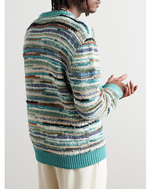 Alanui Blue Madurai Striped Cotton-blend Sweater for men