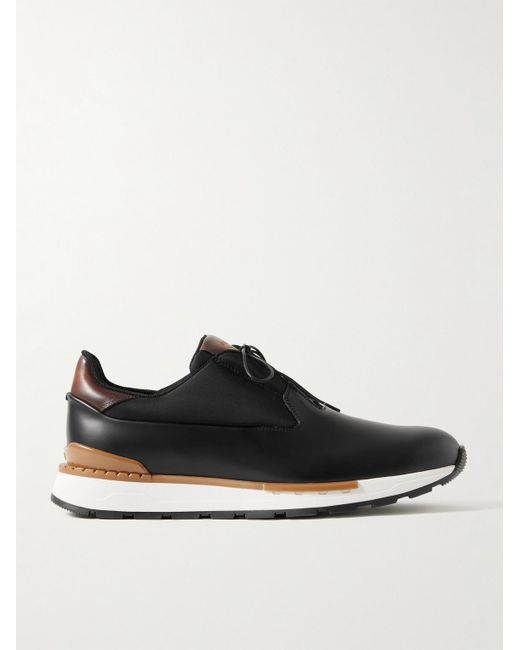Berluti Black Fast Track Torino Leather And Shell Sneakers for men