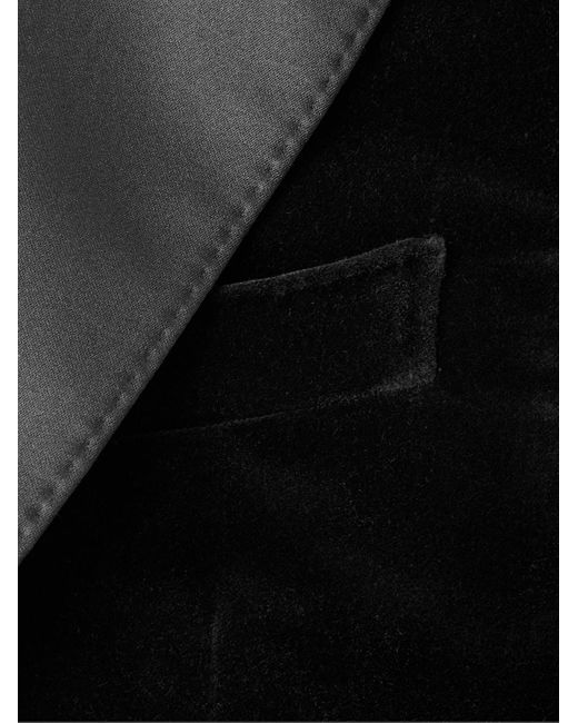 Zegna Black Slim-fit Satin-trimmed Cotton-velvet Tuxedo Jacket for men