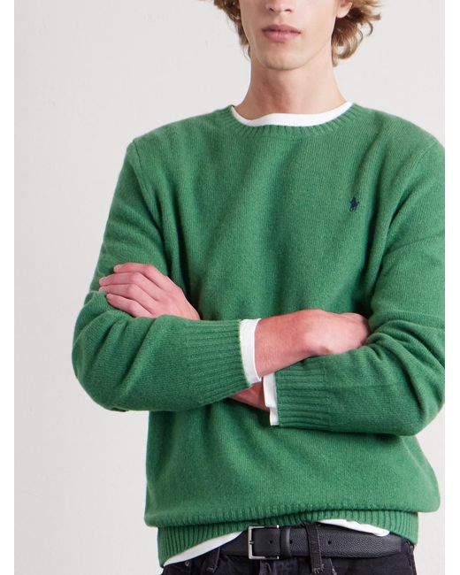 Polo Ralph Lauren Green Logo-embroidered Wool And Cashmere-blend Sweater for men
