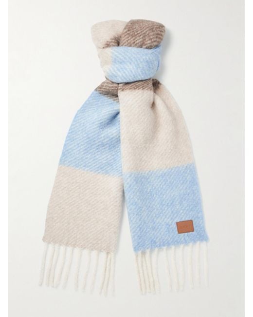 Loewe Gestreifter Schal aus einer Alpakawollmischung mit Fransen in Blue für Herren