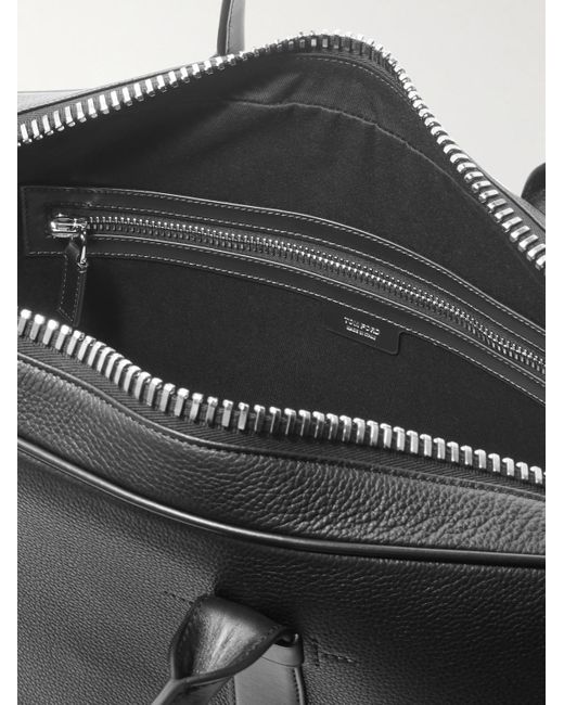 Tom Ford Black Buckley Full-Grain Leather Briefcase for men