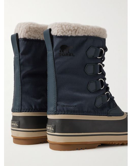 Sorel Blue 1964 Pactm Faux Shearling-trimmed Nylon-ripstop And Rubber Snow Boots for men