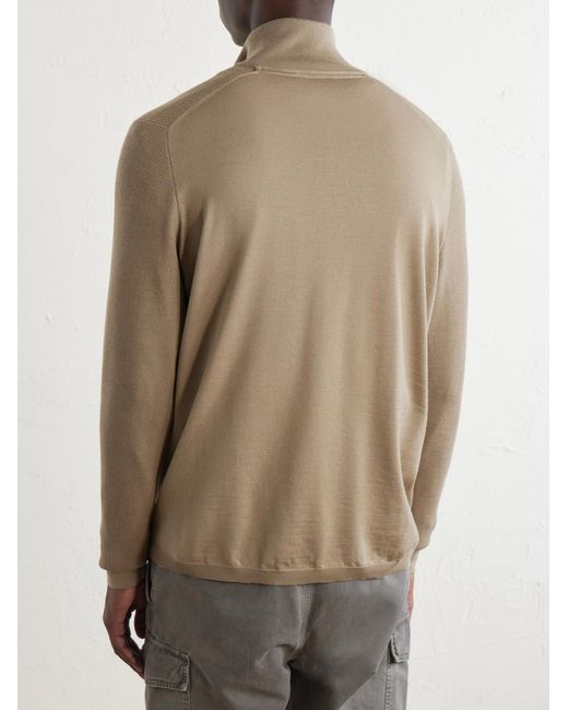 Sease Natural Waffle Turtle-Neck Wool-Knitted Sweater for men
