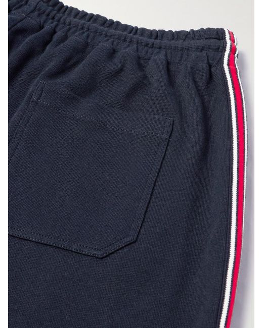 Gucci Blue Straight-leg Striped Logo-embroidered Cotton Drawstring Shorts for men