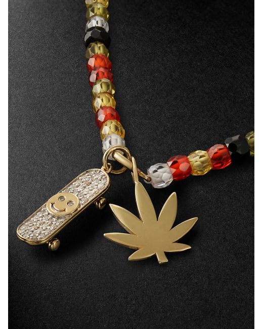 Sydney Evan Black Skateboard Diamond Beaded Necklace for men