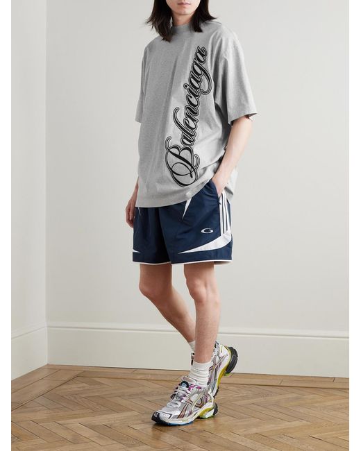 Balenciaga White Logo-Embroidered Cotton-Jersey T-Shirt for men