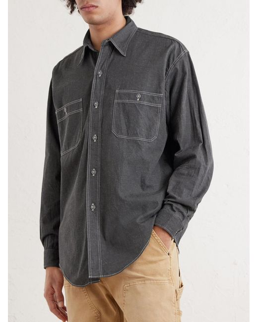 Kaptain Sunshine Gray Work Suvin Cotton And Hemp-Blend Shirt for men