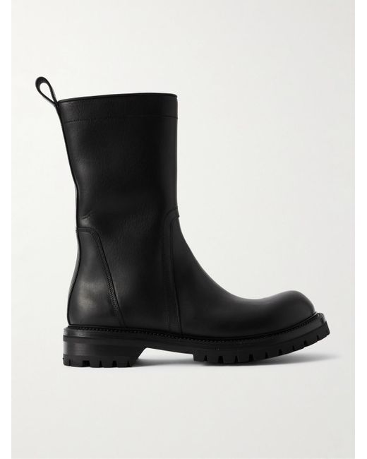 Rick Owens Black Groppone Leather Boots for men