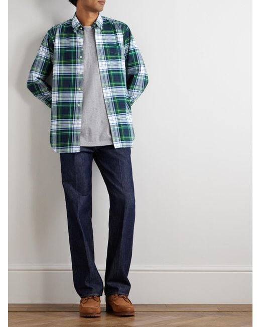 Polo Ralph Lauren Blue Button-down Collar Logo-embroidered Checked Cotton Oxford Shirt for men