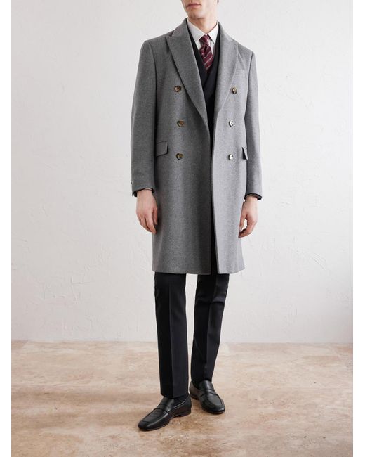 Lardini Gray Double-Breasted Wool Coat for men