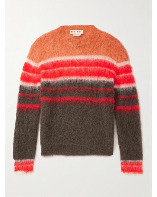 Marni Red Striped Mohair-blend Sweater for men