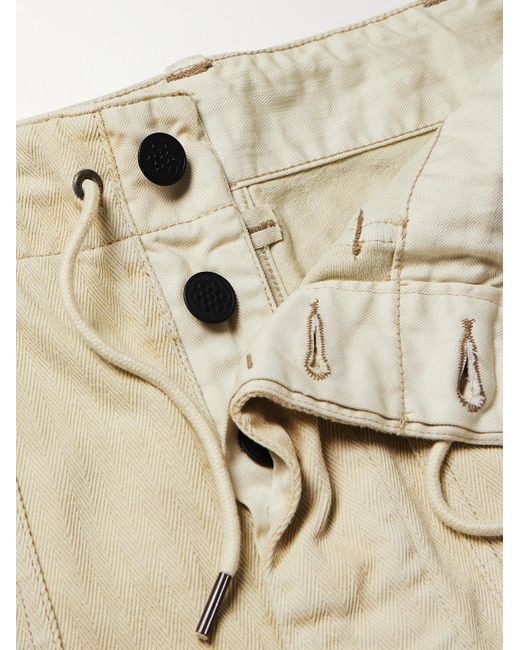 RRL Natural Wilton Straight-leg Herringbone Cotton Drawstring Trousers for men