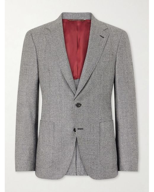 Canali Gray Prince Of Wales Wool Blazer for men