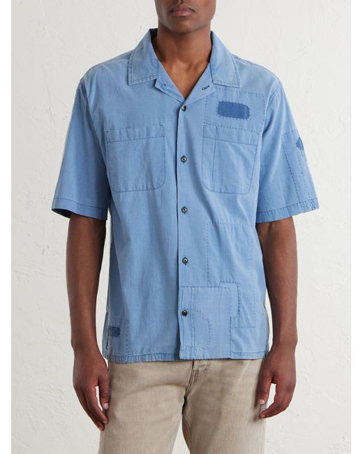 Corridor NYC Blue Patchwork Cotton Shirt for men