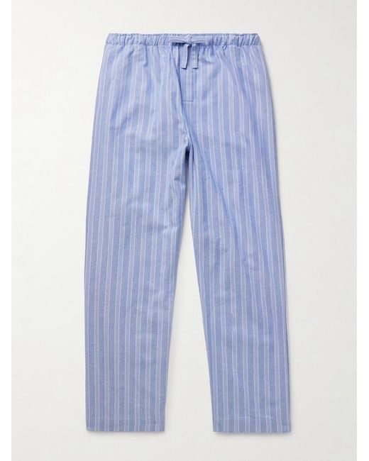 Derek Rose Blue Arran 20 Straight-leg Striped Herringbone Brushed-cotton Pyjama Trousers for men
