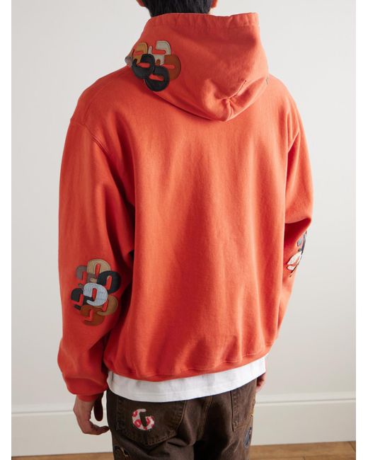 GALLERY DEPT. Red Logo-print Appliquéd Cotton-jersey Hoodie for men