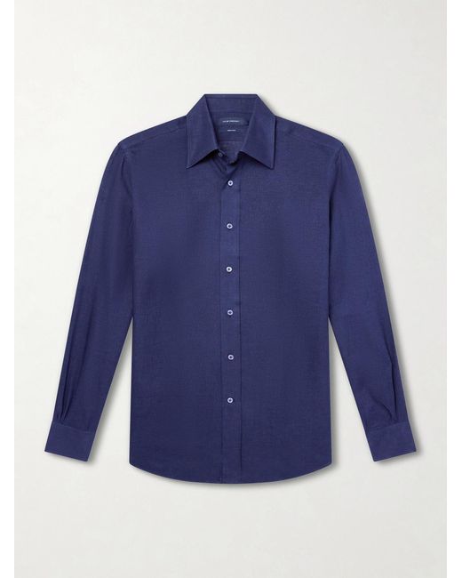 Thom Sweeney Blue Linen Shirt for men