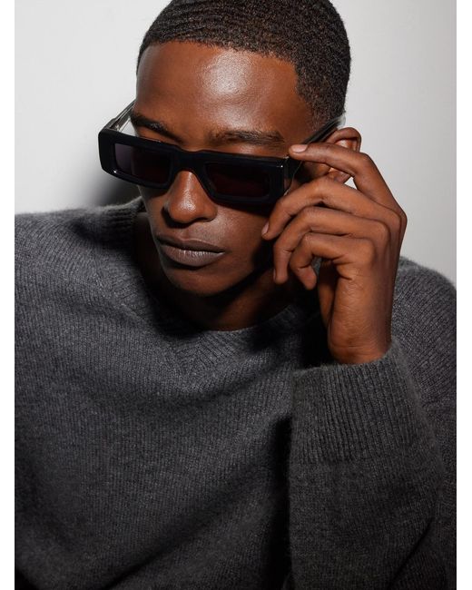 Jacques Marie Mage Black Rimbaud Square-Frame Acetate Sunglasses for men