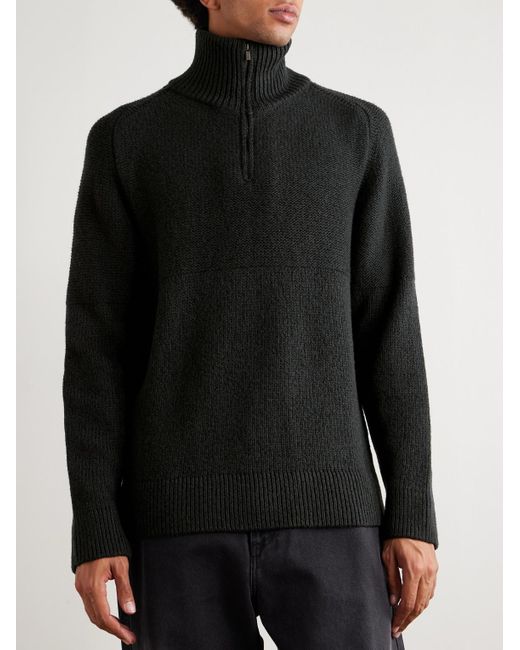 Camionair Wool-Blend Half-Zip Sweater di Altea in Black da Uomo