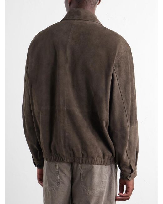 Ssstein Brown Panelled Suede Blouson Jacket for men