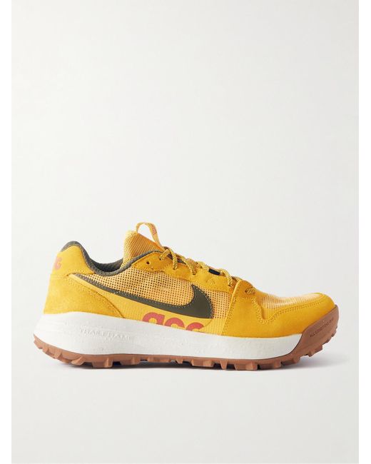 Nike Acg Lowcate Leather-trimmed Mesh And Suede Sneakers in Yellow for ...