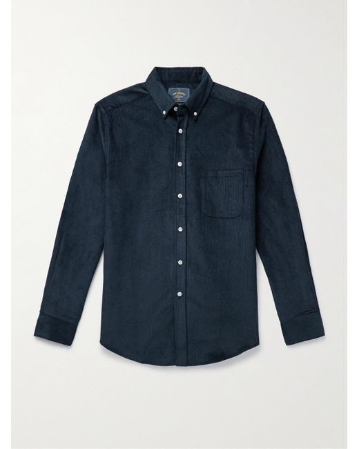Portuguese Flannel Blue Lobo 2.0 Button-down Collar Cotton-corduroy Shirt for men
