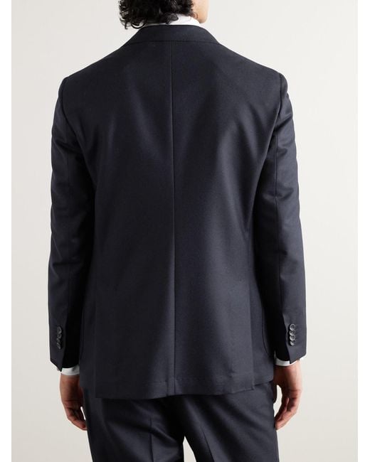Drake's Blue Virgin Wool-Flannel Suit Jacket for men