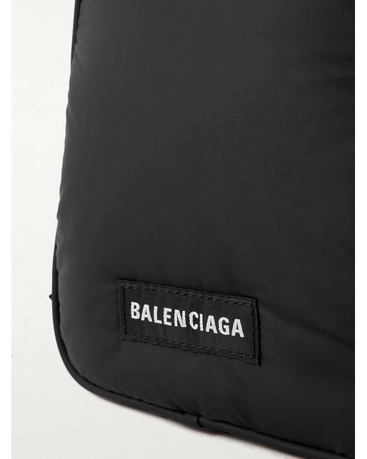 Balenciaga Black Explorer Logo-Appliquéd Padded Nylon Messenger Bag for men