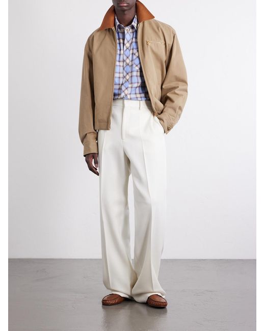 Versace Blue Checked Cotton-Poplin Shirt for men