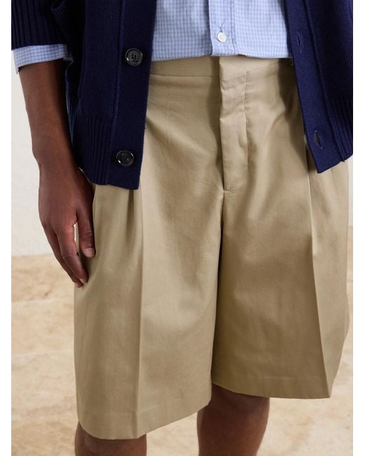 AMI Natural Low-waist Wide-leg Cotton Bermuda Shorts for men