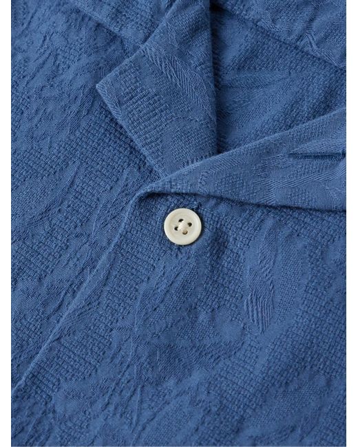 Camicia in cotone jacquard floreale con colletto aperto di Corridor NYC in Blue da Uomo