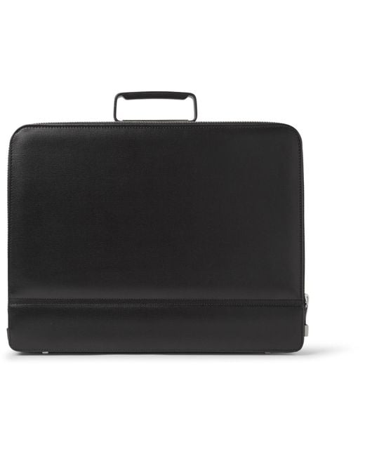 Valextra Black Premier Attache Pebble-grain Leather Briefcase for men